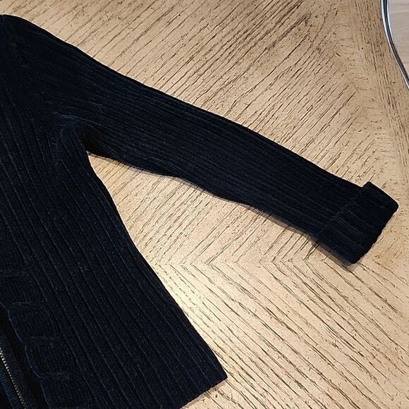 Black Cozy jacket fur lined collar size Petite Small - Picture 3 of 8